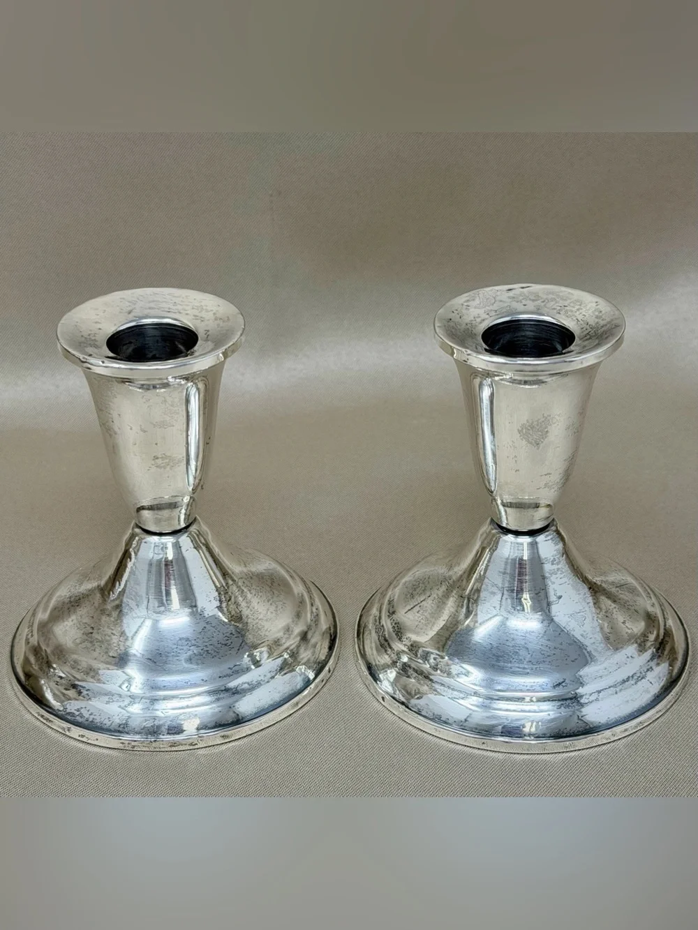 Vintage Duchin Creation Sterling Silver Weighted Candlesticks Pair MCM